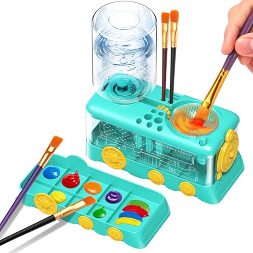 Pinselreiniger Bürstenspüler mit Farbwanne, Multifunktionaler Brush Rinser with a palette, Wasserkreislaufspüler für Aquarell und auf Wasserbasis, Pinselreinigungsgerät mit Abfluss und Pinselhalter von Generisch