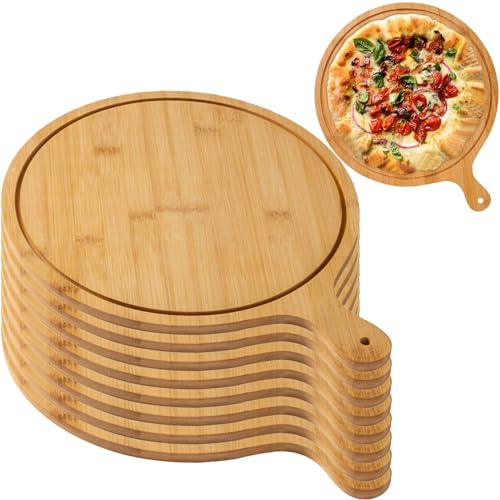 Pizza-Servierbrett-Set aus Holz – 8 leichte Tabletts mit Griffen für Pizzaherstellung und Aufbewahrung, Pizza-Servierbrett-Set aus Holz – 8 leichte Tabletts mit Griffen für Pizzaherstellung und Aufbewahrung, von Generisch