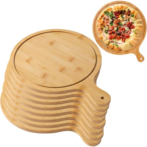 Pizza-Servierbretter aus Holz – 8 Stück, leichte Tabletts mit Griffen für Pizza-Herstellung und Aufbewahrung, passend für bis zu 33 cm – schöne hellbraune Oberfläche Pizza-Servierbretter aus Holz – 8 Stück, leichte Tabletts mit Griffen für Pizza-Herstellung und Aufbewahrung, passend für bis zu 33 cm – schöne hellbraune Oberfläche von Generisch