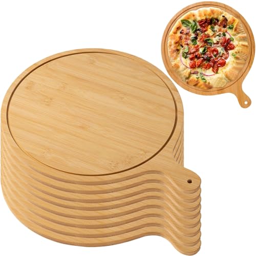 Pizza-Servierbretter aus Holz – 8 Stück, leichte Tabletts mit Griffen für Pizza-Herstellung und Aufbewahrung, passend für bis zu 33 cm – schöne hellbraune Oberfläche Pizza-Servierbretter aus Holz – 8 Stück, leichte Tabletts mit Griffen für Pizza-Herstellung und Aufbewahrung, passend für bis zu 33 cm – schöne hellbraune Oberfläche von Generisch