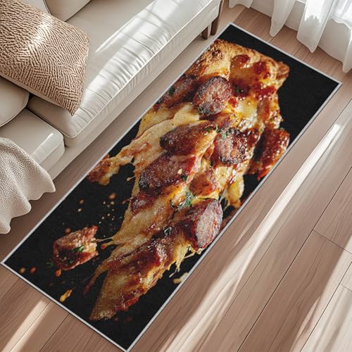 Pizza Teppich Läufer, Wurst Fast Food Küchenteppich 50 x 150 cm, rutschfest Waschbar Teppich Für Korridor Gang Eingang Balkon Bettseite Kurzflor Teppiche Pizza Teppich Läufer, Wurst Fast Food Küchenteppich 50 x 150 cm, rutschfest Waschbar Teppich Für Korridor Gang Eingang Balkon Bettseite Kurzflor Teppiche von Generisch