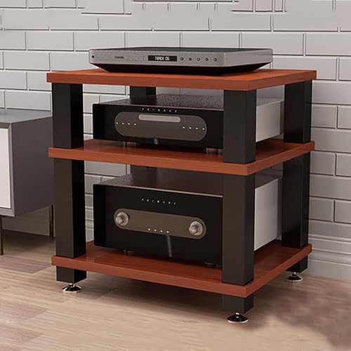 Plattenspielerständer, Metall-Medienkonsole mit Trennwänden für Vinylaufbewahrung, kompakter Eck-TV-Ständer für Wohnzimmer und Schlafzimmer von Generisch