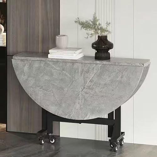 Platzsparender, klappbarer Esstisch mit Rollen, runder Küchentisch, stabiler Metallrahmen, ausziehbar für kleine Räume, für 4 bis 8 Personen von Generisch