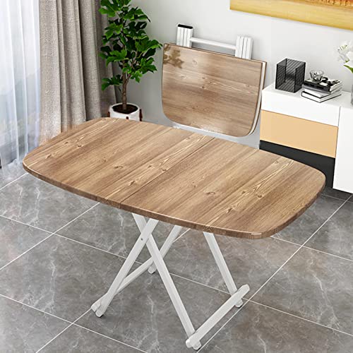 Platzsparender, klappbarer Esstisch mit runder Holzplatte, tragbarer Computer-Schreibtisch für Esszimmer, 120 x 70 x 75 cm, perfekt für kleine Räume von Generisch