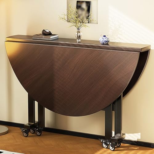 Platzsparender, zusammenklappbarer Esstisch, ausziehbar, mit Klappdeckel, Küchentisch auf Rollen, kompakter, runder Tisch für 5–7 Personen, perfekt für kleine Räume, Frühstücksbar und Couchtisch (Weiß von Generisch