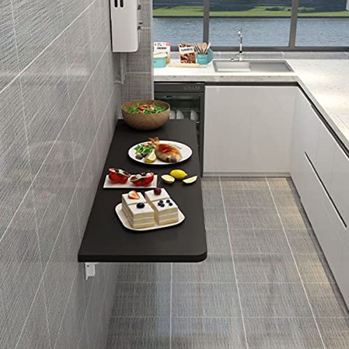 Platzsparender Klapp-Wandschreibtisch, 120 x 40 cm, schwarz, vielseitiger Klapptisch für Zuhause, Büro, kompaktes Design, einfache Installation, moderner Wandschreibtisch von Generisch