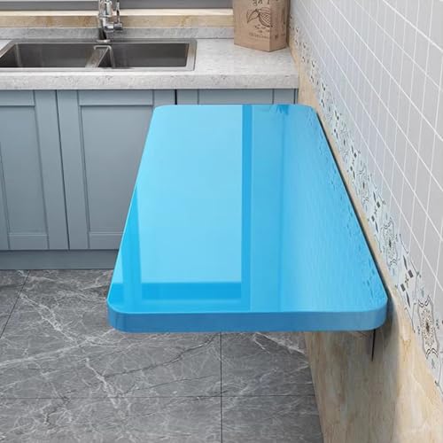 Platzsparender Klapptisch zur Wandmontage, blau, 100 cm x 35 cm, Blattholz, schwimmender Schreibtisch für Zuhause, Büro, Küche, Esszimmer und Waschküche Platzsparender Klapptisch zur Wandmontage, blau, 100 cm x 35 cm, Blattholz, schwimmender Schreibtisch für Zuhause, Büro, Küche, Esszimmer und Waschküche von Generisch