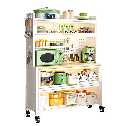 Platzsparender Küchenschrank – Organizer für Mikrowelle, Kaffeebar, Speisekammer – Klapptür-Design für einfachen Zugang von Generisch