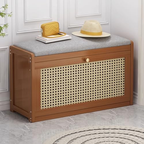 Platzsparender Schuhschrank aus Holz mit gepolsterter Sitzbank, stilvolle Aufbewahrungslösung für den Eingangsbereich, für Wohnzimmer, Flur oder Schlafzimmer, Flip-Top-Design, Farbe: B Platzsparender Schuhschrank aus Holz mit gepolsterter Sitzbank, stilvolle Aufbewahrungslösung für den Eingangsbereich, für Wohnzimmer, Flur oder Schlafzimmer, Flip-Top-Design, Farbe: B von Generisch