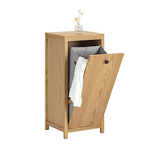 Platzsparender Wäschekorb mit Korb, 40 cm B x 35 cm T x 90 cm H, stilvolles natürliches Finish, ideal für Bad und Waschküche von Generisch