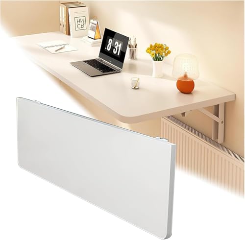 Platzsparender Wand-Klappschreibtisch aus Holz mit Frühstücksbar, kompakter Wandschreibtisch (weiß, 120 x 40 cm), ideal für Heimbüro und kleine Räume von Generisch