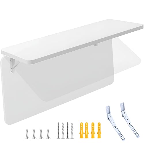 Platzsparender faltbarer Wandtisch – Stabiler Schreibtisch zur Wandmontage aus Holz für Zuhause, Büro, Garage, Garten oder Waschküche (80 x 25 cm) mit Stützhalterung von Generisch