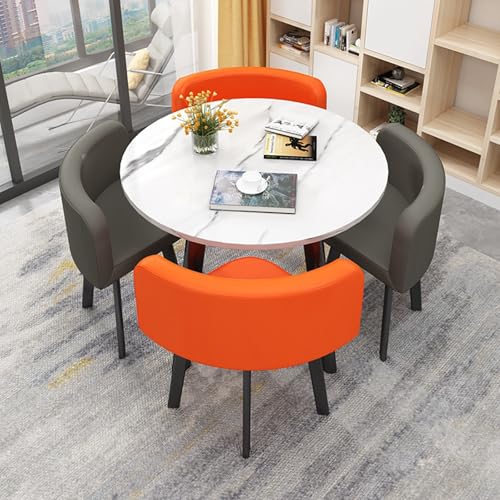 Platzsparender runder Tisch und 4 Stühle Set - Stilvolle Esszimmermöbel für Büro, Empfang, Lounge & kleine Räume, einfache Montage, modernes Design von Generisch