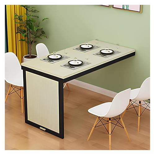 Platzsparender schwebender Wand-Klapptisch – Murphy Drop Leaf Tisch für Laptop Holzdesign Faltbarer weißer Ahorn Home Office Möbel von Generisch