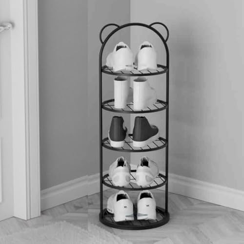 Platzsparendes, hohes Schuhregal, Metallstruktur, multifunktional, für Schlafzimmer und Eingangsbereich, offenes Design, 79 cm, schwarze Aufbewahrungslösung Platzsparendes, hohes Schuhregal, Metallstruktur, multifunktional, für Schlafzimmer und Eingangsbereich, offenes Design, 79 cm, schwarze Aufbewahrungslösung von Generisch