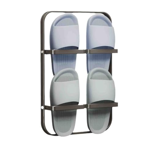 Platzsparendes, schmales Schuhregal, Wandmontage, Metall-Schuhschrank für den Eingangsbereich, Grau (24 x 46,8 cm) – perfekt für Badezimmer oder Flur von Generisch
