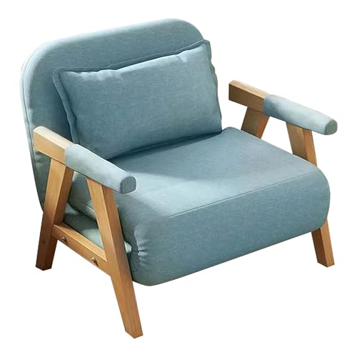 Platzsparendes Einzel-Klappbett mit verstellbarer Rückenlehne, 5 Positionen, Massivholzrahmen, Matratze inklusive, ideal für Wohnzimmer oder Schlafzimmer (Blau, 190 x 80 x 30 cm) von Generisch