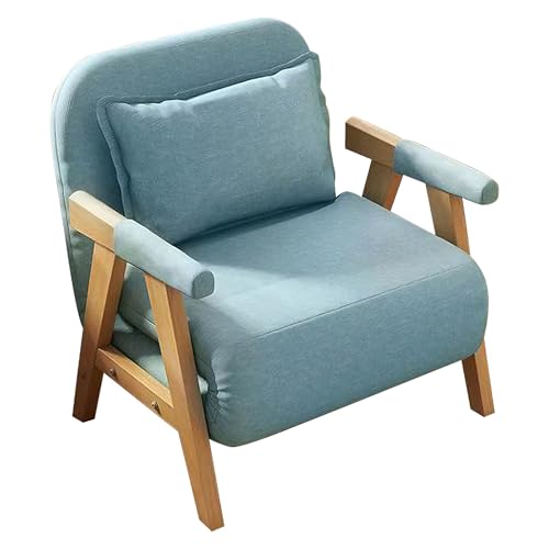 Platzsparendes Einzel-Klappbett mit verstellbarer Rückenlehne, blauer Holzrahmen, 5 Positionen, Matratze inklusive, perfekt für Wohnzimmer oder Schlafzimmer (190 x 65 x 30 cm) von Generisch