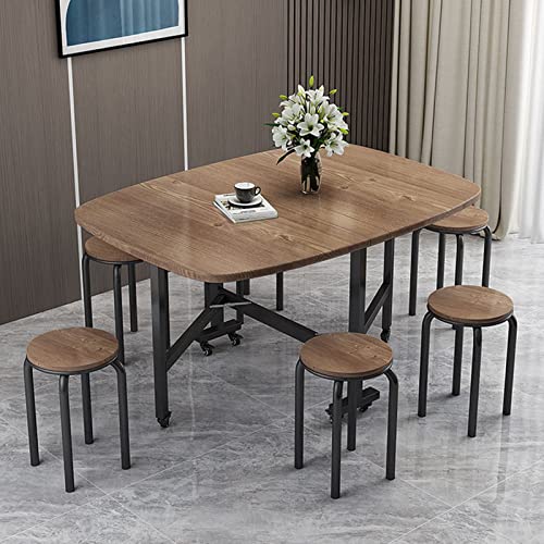 Platzsparendes Schmetterlings-Esszimmer-Set mit verstellbarem Klapptisch und 4 Stühlen, Hellbraun (120 x 70 cm) von Generisch