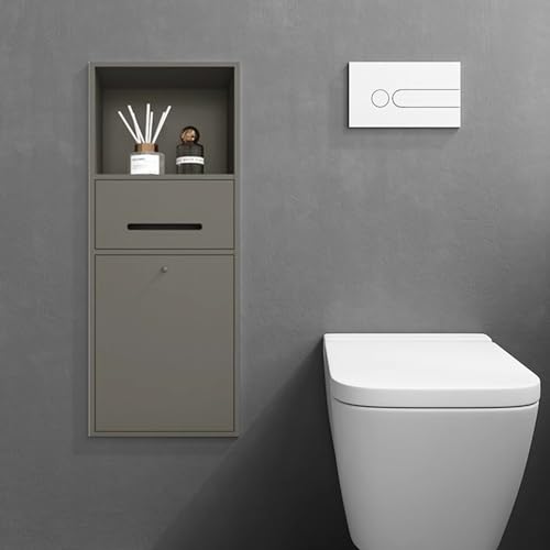 Platzsparendes Wandregal für Toilettenpapier, Mülleimer und Telefonhalter, ideal für Nischen und kleine Räume, Grau Platzsparendes Wandregal für Toilettenpapier, Mülleimer und Telefonhalter, ideal für Nischen und kleine Räume, Grau von Generisch