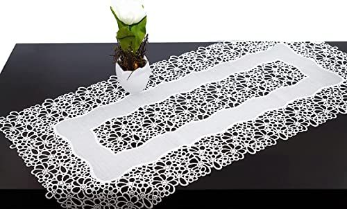 Plauener Stickerei Tischläufer 40x80 cm in weiß mit wunderschöner Spitze Plauener Stickerei Tischläufer 40x80 cm in weiß mit wunderschöner Spitze von Generisch