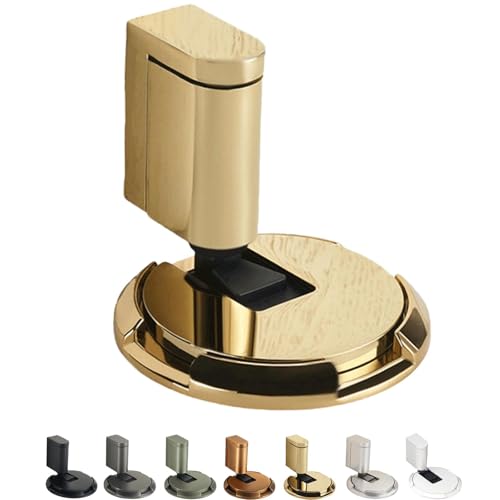 Pleasantk Magnetic Door Wedge Stopper, Windproof & Silent Secure Punch Free Invisible Door Stopper, Height-Adjustable Punch-Free Ground Suction Technology (Gold) von Generisch