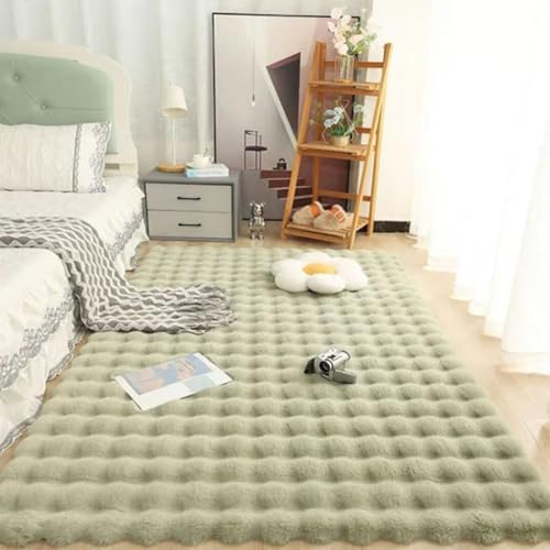 Plüsch-Teppich für Wohnzimmer und Schlafzimmer, waschbar, weich, bequem, Bett- und Sofakissen, 70 x 210 cm, Grün von Generisch