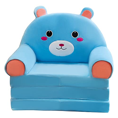 Plüsch faltbares Kindersofa Rückenlehne Sessel 2-in-1-Klappsofa Niedliches Cartoon-faules Sofa Kleinkind Aufklappbares Schlafsofa für Wohnzimmer Schlafzimmer ohne Polsterung oder PP (Blue, One Size) Plüsch faltbares Kindersofa Rückenlehne Sessel 2-in-1-Klappsofa Niedliches Cartoon-faules Sofa Kleinkind Aufklappbares Schlafsofa für Wohnzimmer Schlafzimmer ohne Polsterung oder PP (Blue, One Size) von Generisch