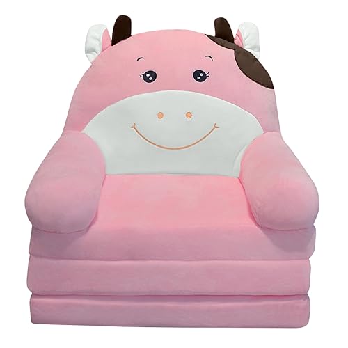 Plüsch faltbares Kindersofa Rückenlehne Sessel 2 in 1 faltbares Kindersofa niedliches faules Sofa aufklappbares Schlafsofa für Wohnzimmer Schlafzimmer ohne Liner Filler Längliche (Pink, One Size) von Generisch