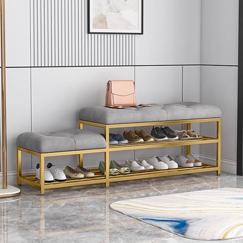 Plüsch-gepolsterte Schuhbank – stilvoller Eingangsbereich mit Stauraum für mehrere Räume, modernes graues Design für Flur und Wohnräume, 70 cm, vielseitige Sitzlösung von Generisch
