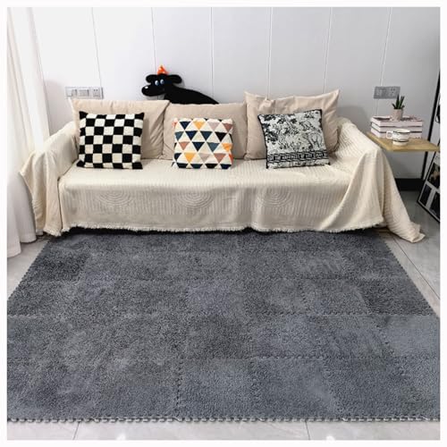 Plüsch ineinandergreifende Bodenmatten, 12 weiche Schaumstoffmatten für Wohnzimmer & Schlafzimmer, waschbare Krabbelmatten, gemütliche Bodenfliesen von Generisch