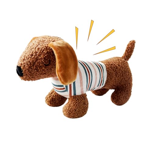 Plüschquietschende Hund - Kaninchenhaar PP Baumwollweiche Quietschspielzeug mit ausgezeichnetem Stimmmechanismus - 30 cm süßes Haustraining -Werkzeug | Dachshund -Formpuppen -Kaugerät für kleine und m von Generisch