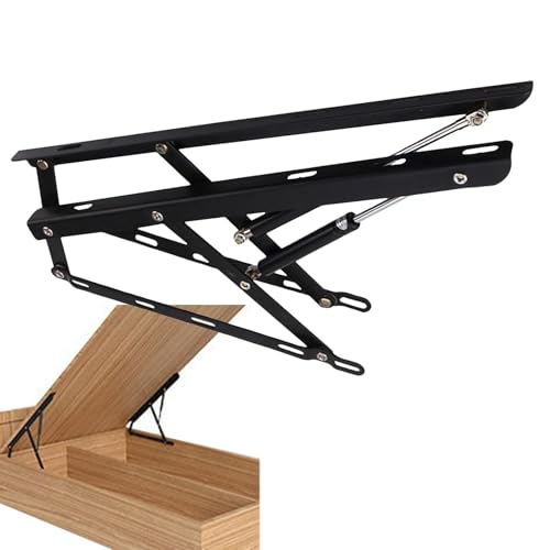 Pneumatisches, robustes Gasfeder-Scharnier-Set zum Anheben von Bettgestell, hydraulischer Klappbett-Hebemechanismus (62 cm) – langlebige und platzsparende Lösung von Generisch