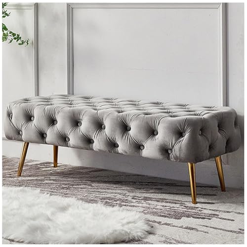 Polsterbank mit Samtknopf-Design, elegante goldfarbene Beine für luxuriöse Wohn- und Eingangs-Sitzgelegenheiten Polsterbank mit Samtknopf-Design, elegante goldfarbene Beine für luxuriöse Wohn- und Eingangs-Sitzgelegenheiten von Generisch