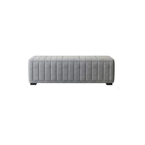 Polsterbank mit Stauraum, Ottomane mit Sicherheitsscharnier, groß, für Schlafzimmer und Wohnzimmer, Aufbewahrungsbank, Ende der Bettbank für Schlafzimmer, grau, Ottomane (120 x 45 x 45 cm) von Generisch