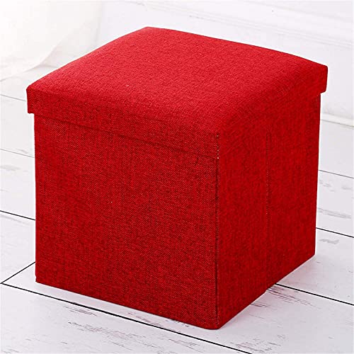 Polsterhocker aus Stoff, klein, faltbar, Aufbewahrungskiste und Fußstütze für Schlafsaal, Flur, Schuhbank, stilvolle rote Heimdekoration, 30 x 30 x 30 cm von Generisch