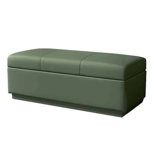 Polsterhocker mit Fuß, für Schlafzimmer und Wohnzimmer, stilvoller grüner Aufbewahrungshocker, 100 x 40 cm, perfekt für den Gebrauch am Ende des Bettes oder Cafés von Generisch