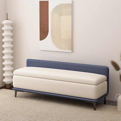 Polsterhocker mit Rückenlehne, Massivholzrahmen, ideal für Wohnzimmer, Schlafzimmer und Eingangsbereich, stilvolle multifunktionale Aufbewahrungskiste für Zuhause oder Geschäft von Generisch