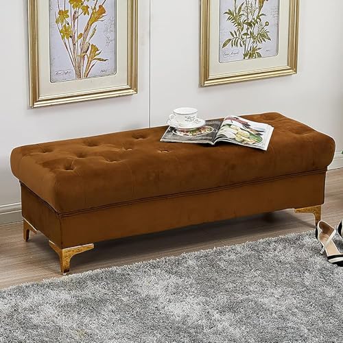 Polsterhocker mit Samtbezug, multifunktionaler Fußhocker und Schuhaufbewahrung für Wohnzimmer, Schlafzimmer, Flur Polsterhocker mit Samtbezug, multifunktionaler Fußhocker und Schuhaufbewahrung für Wohnzimmer, Schlafzimmer, Flur von Generisch