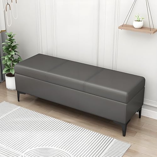 Polsterhocker mit Stauraum, für Schlafzimmer und Wohnzimmer, stilvolle Sitzlösung mit verstecktem Fach, perfekt für Zuhause, Dunkelgrau von Generisch
