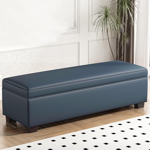 Polsterhocker mit Stauraum, mit größerem Platz, Dunkelblau, 90 x 40 x 40 cm, ideal für Wohnzimmer oder Schlafzimmer von Generisch