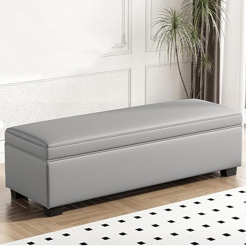 Polsterhocker mit Stauraum, mit größerem Platz, Grau, 100 x 40 x 40 cm von Generisch