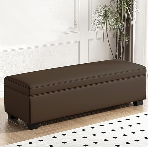 Polsterhocker mit Stauraum, mit größerer Sitzfläche, Braun, 90 x 40 x 40 cm von Generisch