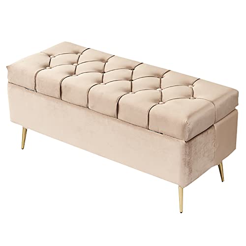 Polsterhocker mit Stauraum, moderner getufteter Fußstütze, Hocker mit Metallbeinen für Schlafzimmer, rechteckiges Design von Generisch