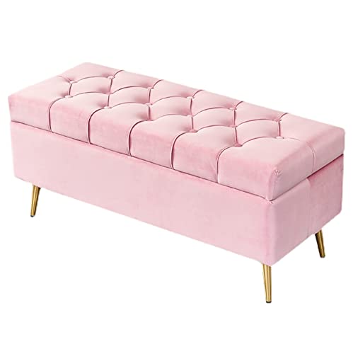 Polsterhocker mit Stauraum, moderner getufteter Fußstütze, Hocker mit Metallbeinen für Schlafzimmer, rechteckiges Design von Generisch