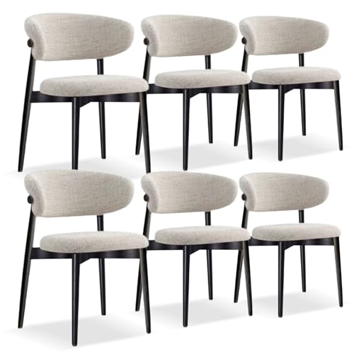 Polsterstühle Esszimmerstühle 2er Set, Ergonomische Leinenstoff Lounge Stühle mit Holzgestell für Wohnzimmer, Küche, Restaurant von Generisch