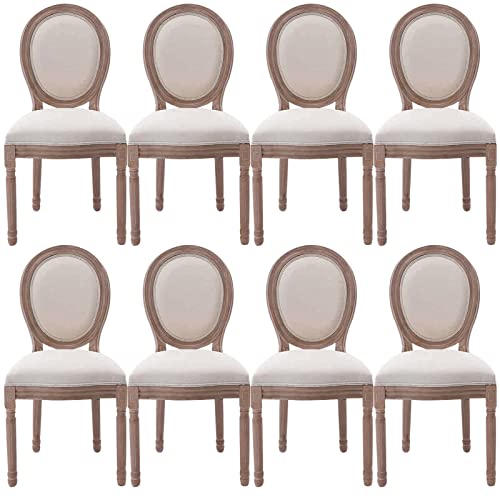Polsterstuhl-Set mit französischem Landhausstil, 8 Stück, elegante, klassische Küchenstühle mit runder Rückenlehne, Retro-Esszimmerstühle im französischen Stil, für Wohnzimmer, Schlafzimmer, Küche, von Generisch