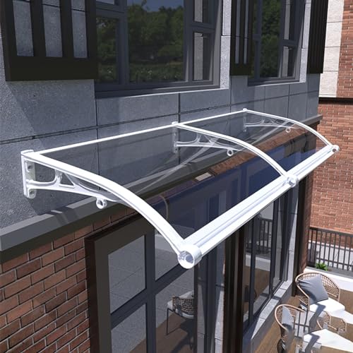 Polycarbonat Fenstermarkise Türvordach für Außen Terrasse Transparentes Design mit Kartenfach Wetterbeständig Haustür Terrassenüberdachung von Generisch