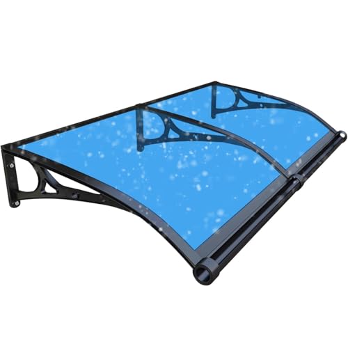 Polycarbonat Türvordach Outdoor Markise mit Dachrinne Moderne Veranda-Abdeckung für Haustür Veranda Terrasse Deckschutz (Blau, 100x220cm/39x87) von Generisch