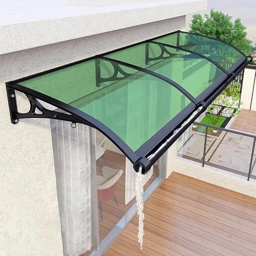 Polycarbonat Türvordach mit Drainage, UV-beständig Markise für Eingangsbereich, Terrasse, Deck, Veranda, Grün (80x300cm/31x118) - Wetterbeständiger Schutz von Generisch